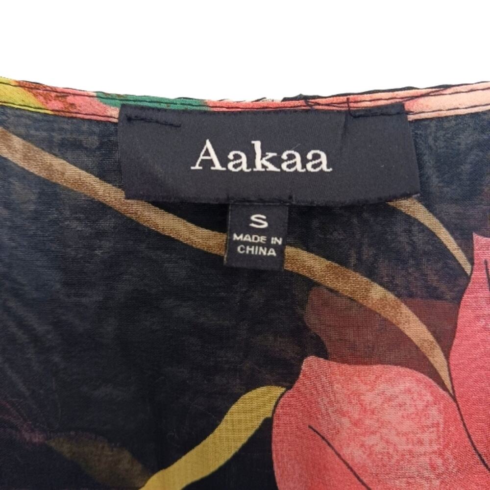 Anthropologie Aakaa Formal Maxi Dress Sz Small BLACK PINK Floral Wedding Elegant - Picture 14 of 15